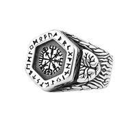 TQWSVUM Men's Viking Compass Tree of Life Ring -Nordic Stainless Steel Valknut Odin Symbol Ring - Vintage Hip Hop Fashion Punk Hip Hop Jewelry