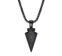 TQWSVUM Men's Viking Rune Arrow Pendant Necklaces - Norse Stainless Steel Spear Head Vintage Amulet - Rapper Gothic Punk Rock Hip Hop Personality Protection Jewelry