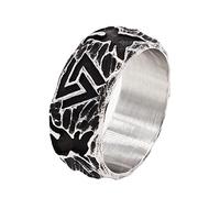 TQWSVUM Men's Viking Valknut Ring, Nordic Stainless Steel Odin's Symbol Wolf Ring, Handmade Vintage Amulet Charm Pirate Jewelry