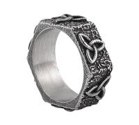 TQWSVUM Nordic Celtic Triquetra Knot Men Women Viking Vintage Trinity Knot Stainless Steel Ring - Engagement Wedding Band Protection Irish Hexagon Geometric Ring Jewelry