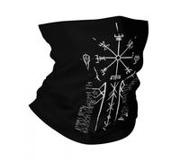 TQWSVUM Nordic Compass Bandana Neck Gaiter - Women Men Viking Vegvisir Printed Elastic Tube Balaclava - Summer Outdoors Sports Pagan Vintage Casual Elasticity Headwear(Black)