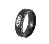 TQWSVUM Nordic Dragon Ring - Men's Viking Celtic Dragon Amulet Ring - 8MM Stainless Steel Cool Punk Animal Pirate Pagan Jewelry