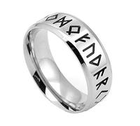 TQWSVUM Nordic Men's Stainless Steel Viking Circle Ring,Handmade Polished Odin Amulet Thumb Ring,Boys Middle Ages Charm Band Viking Jewelry