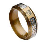 TQWSVUM Nordic Tree of Life Ring for Men Women - Viking Stainless Steel Celtic Knot Yggdrasil Ring - Couple Antique Gold Futhark Runes Wedding Promise Finger Ring Jewelry(10)