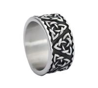 TQWSVUM Nordic Viking Celtic Triquetra Knot Ring - Men Women Stainless Steel Trinity Knot Amulet Ring - Handmade Fashion Polished Protection Irish Jewelry Birthday Gift