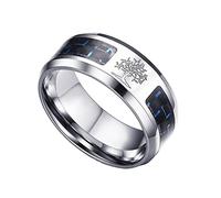 TQWSVUM Nordic Viking Tree of Life Ring, 8MM Wide Stainless Steel Carbon Fibre Yggdrasil Band Ring,Men Women Vintage Pagan Amulet Jewelry