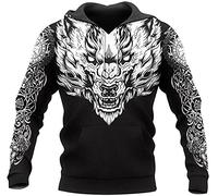 TQWSVUM Nordic Wolf Hoodie for Mens Women,Viking Fenrir Pullover 3D Printed Graphic Sweatshirt Fashion Casual Jacket
