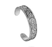 TQWSVUM Norse Runes Vegvisir Open Bangle for Men - Viking Compass Vintage Stainless Steel Cuff Bracelet - Handmade Heavy Fashion Charm Hip Hop Rock Amulet Jewelry