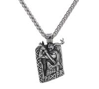 TQWSVUM Norse Stainless Steel Odin Necklace - Viking Celtic Knot Rune Odin Warrior Pendant Amulet - Vintage Protection Hip Hop Pagan Sweater Clavicle Chain Jewelry