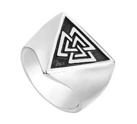 TQWSVUM Norse Valknut Ring for Women Men - Viking Triangle Odin Symbol Ring - Vintage Medieval Polished Stainless Steel Amulet Protection Jewelry