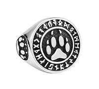 TQWSVUM Norse Viking Bear Claw Ring - Men Women Stainless Steel Bear Paw Ring - Handmade Fashion Animal Footprint Amulet Pirate Rings Jewelry