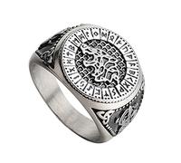 TQWSVUM Norse Viking Fenrir Ring, Men's Stainless Steel Wolf Ring, Vintage Pagan Odin Wolf Amulet Biker Hip Hop Jewelry