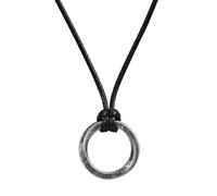 TQWSVUM Norse Viking Rune Necklace With Adjustable Braided Leather Rope Chains for Men Women - Handmade Vintage Stainless Steel Round Loop Pendant Amulet Jewelry
