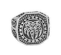 TQWSVUM Norse Viking Wolf Claw Ring -Men Women Stainless Steel Celtic Knot Bear Paw Finger Ring - Handmade Medieval Hip Hop Vintage Animal Amulet Boys Jewelry