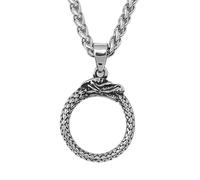TQWSVUM Ouroboros Snake Necklace - Men Viking Stainless Steel Dragon Pendant Necklace - Nordic Vintage Gothic Hip Hop Fashion Neck Chain Punk Animal Amulet Jewelry