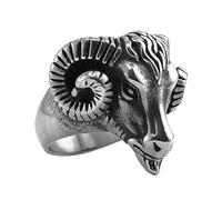TQWSVUM Sheep Head Viking Stainless Steel Vintage Animal Goat Ring for men - Handmade Heavy Sheep Head Skull Ring Fashion Hip Hop Gothic Cool Jewelry Gift