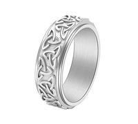 TQWSVUM Stainless Steel Celtic Knot Spinner Ring, Nordic Viking Celtic Triquetra Symbol Rotatable Ring, Handmade Celtic Knot Band Rings For Men Women