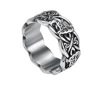 TQWSVUM Triquetra Knot Ring for Men Women - Nordic Viking Celtic Trinity Knot Stainless Steel Ring - Handmade Vintage Irish Knot Amulet Wedding Band Charm Jewelry