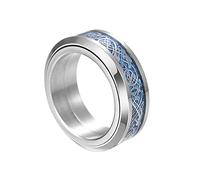 TQWSVUM Viking Celtic Dragon Ring, Norse Mythology Animal Amulet Spinner Ring Jewelry, Rotatable Stainless Steel Dragon Scale Band Ring For Men Women 7-13