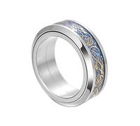 TQWSVUM Viking Celtic Dragon Ring, Norse Mythology Animal Amulet Spinner Ring Jewelry, Rotatable Stainless Steel Dragon Scale Band Ring For Men Women 7-13