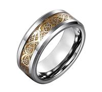 TQWSVUM Viking Celtic Dragon Stainless Steel Ring for Men, Norse Mythology Animal Tungsten Carbide Band Ring, Fashion Vintage Pagan Amulet Jewelry