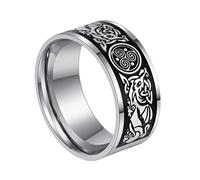 TQWSVUM Viking Celtic Triskele Triple Spiral Ring for Men Women - Nordic Celtic Triquetra Knot Stainless Steel Ring - Handmade Fashion Hip Hop Statement Wedding Band Jewelry(Silver,11)