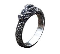 TQWSVUM Viking Dragon Rings For Men - Norse Mythology Ouroboros Dragon Head Ring - Boys Stainless Steel Vintage Dragon Scales Animal Amulet Ring Pagan Jewelry Size 7-13