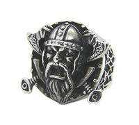 TQWSVUM Viking Odin Axe Stainless Steel Ring, Nordic Warrior Celtic Knot Pirate Ring, Gothic Punk Rock Vintage Amulet Men Women Jewelry Gift