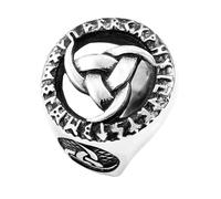 TQWSVUM Viking Odin Triple Horn Circle Ring,Nordic Vintage Hollow Out Men Stainless Steel Viking Ring, Handmade Middle Ages Warrior Signet Rings Jewelry