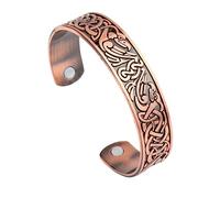 TQWSVUM Viking Ravens Open Bangle - Nordic Mens Celtic Knot Crow Cuff Bracelet - Norse Mythology Odin Huginn and Muninn Animal Amulet Wristband Irish Jewelry (Color : Red Copper)
