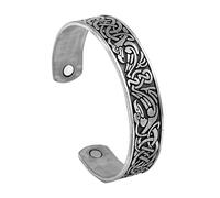 TQWSVUM Viking Ravens Open Bangle - Nordic Mens Celtic Knot Crow Cuff Bracelet - Norse Mythology Odin Huginn and Muninn Animal Amulet Wristband Irish Jewelry (Color : Silver)