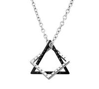 TQWSVUM Viking Rune Triangle Square Interlocking Necklace for Men Women - Nordic Elder Futhark Runic Stainless Steel Pendant Amulet - Handmade Hollowed Out Geometry Sweater Chain Jewelry