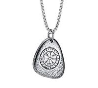 TQWSVUM Viking Runes Compass Necklaces for Men - Nordic Vegvisir Stainless Steel Pendant Amulet - Handmade Vintage Valknut Odin Symbol Fashion Pagan Sweater Chain Jewelry