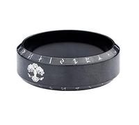 TQWSVUM Viking Runes Tree of Life Ring - Men Women Stainless Steel Yggdrasil Signet Ring - Nordic Vintage Fashion Rune Words Amulet Celtic Knot Futhark Runes Ring Jewelry