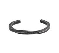 TQWSVUM Viking Runic Bangle for Men Women - 6MM Nordic Elder Futhark Runes Cuff Bracelet - Stainless Steel Open Twisted C Shape Bangle Pagan Protection Amulet Jewelry(Black)