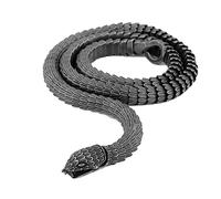 TQWSVUM Viking Snake Head Necklace -Men's Stainless Steel Black Plated Norse Ouroboros Necklace -Vintage Heavy Amulet Gothic Handmade Dragon Scale Animal Jewelry