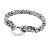 TQWSVUM Viking Stainless Steel Odin Wolf Head Bracelet For Men,Handmade Heavy Byzantine King Chain,Norse Mythology Fenrir Animal Bangle Fashion Charm Vintage Jewelry