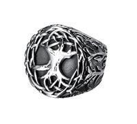 TQWSVUM Viking Tree of Life Ring, Mens Yggdrasil 316L Stainless Steel Signet Ring, Norse Amulet Vintage Hip Hop Fashion Punk Style Jewelry Father's Day Gift Size 7-13