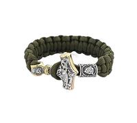 TQWSVUM Viking Umbrella Rope Bracelet with Stainless Steel Mjolnir Norse Myth Scandinavian Men Friendship Gift
