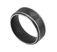 TQWSVUM Viking Valknut Stainless Steel Ring for Men Women, Norse Viking Futhark Rune Ring, Handmade Vintage Odin Symbol Amulet Jewelry