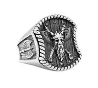 TQWSVUM Viking Warrior Axe Ring For Men Women- Nordic Stainless Steel Pirate Double Axe Mjolnir Amulet - Protection Talisman Vintage Gothic Boyfriend Jewelry