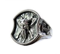 TQWSVUM Viking Warrior Double Axe Ring for Men - Nordic Celtic Knot Odin Mjolnir Stainless Steel Ring - Biker Rapper Vintage Fashion Hip Hop Protection Pirate Amulet Jewelry