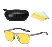 TR Based For Night Driving Glasses with Yellow Lenses for Glare Suppression, Comfort Fit and On-the-Go Protection (Gray)
