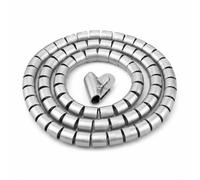 TR Cable® Silver 25mm Spiral Cable Wrap Kit, 2m Large Wire Tidy Sleeve with Feeder Tool for TV PC Desk, Home Cinema, Office Looms, Cut to Length, Halogen Free PE