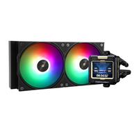 TR FW240 Black ARGB CPU Water Cooler with 2 PWM Fans, Water Pump Speed is 3000 RPM, S-FDB Bearing, for AMD AM4/AM5, Intel LGA1150/1155/1200/1700/2011, IPS LCD Screen