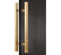 TR ian Handrail, Modern Push Pull Door Handle Square H Shape Door Pull Barn Door Handle for Sliding Door Extra Long Gate Grab Bar Double Sided Pantry Shower French Barn Door Decor(Gold,120cm/47in)