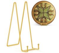 TR-LIFE 12 Inch Large Plate Stands/holder for Display - Metal Picture Frame Holder Stand + Small Easels for Platter, Book, Plaques, Photo, Tabletop Art (Gold 2 Pack)