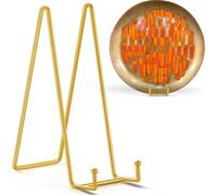 TR-LIFE 16 Inch Gold Metal Plate Stand (2 Pack) - Heavy Duty Display Stand for Extra-Large Plates, Frames, Platters and Art