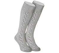 TR Martha Long Men's Costume Socks, Knee Socks, Stockings for Your Leather Trousers, 1 Pair, Braid Socks, gray, 47