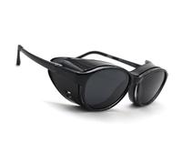 TR TOP RIVER Hydrating Dry Eyes Glasses with Soft Silicone Moisture Chambers, Reusable Moisture Pad, For Cataract Surgery Recovery (Dark Black Polarized)